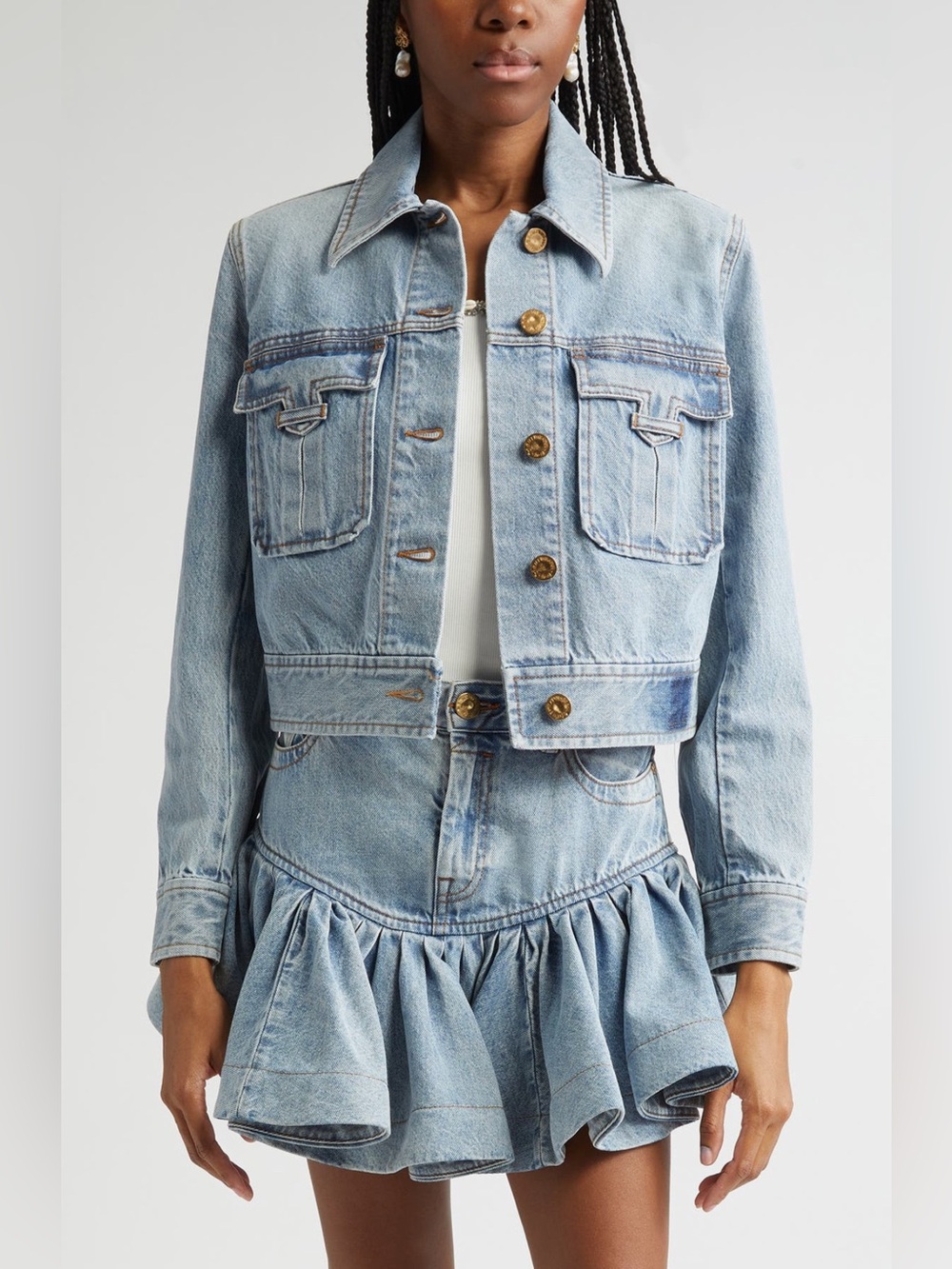 NWT $650 Zimmermann Denim Trucker Light Blue Denim Jacket AU 2 US 8